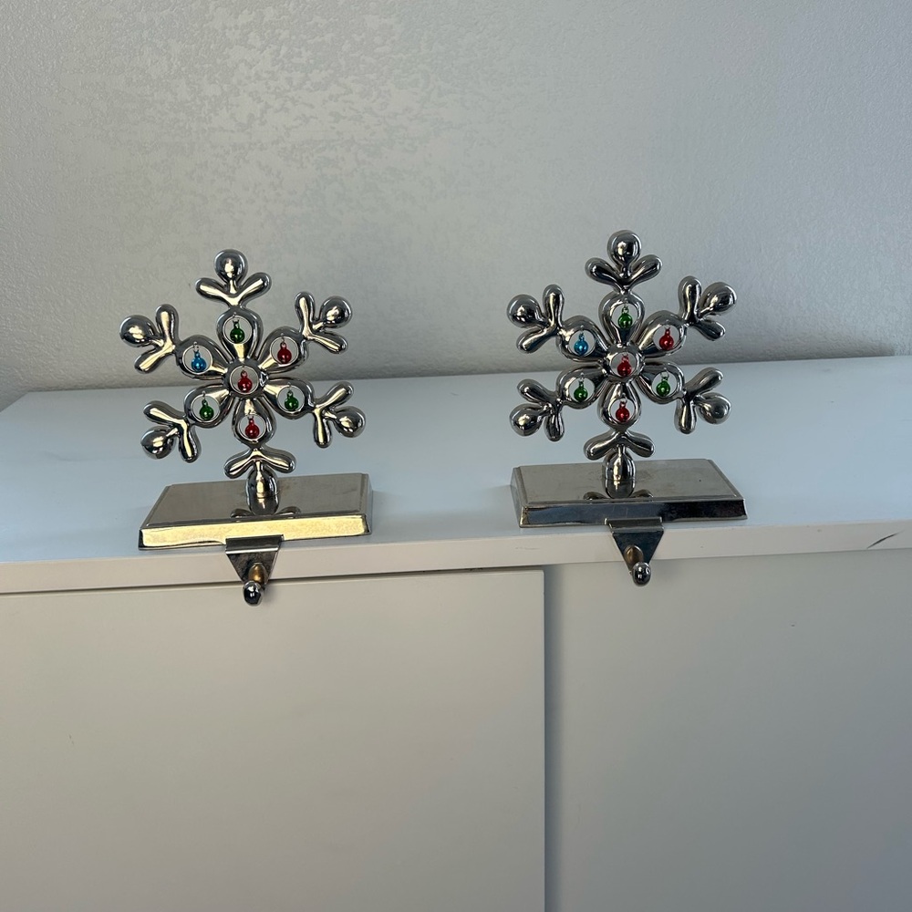 Silver Snowflake Stocking Holders